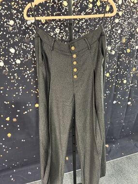 Commense High-Waist Black Grey Trousers with Gold Buttons NWT